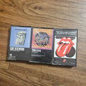 Lot of 3 Classic Rock Cassettes - Cat Stevens, Thin Lizzy, The Rolling Stones